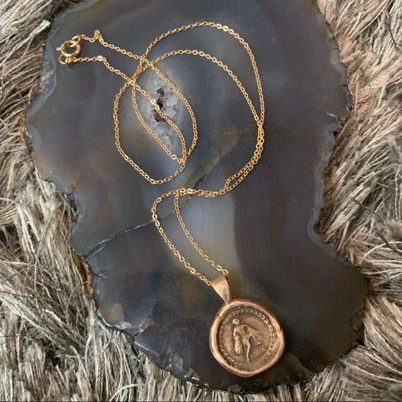 Handmade ancient style wax seal Aquarius ♒️ necklace - Picture 1 of 13